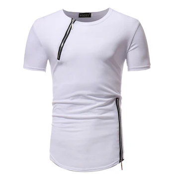 Męska koszulka z krótkim rękawem Fitness Muscle Brand Tops Tees New Zipper decoration Men Pure color T-Shirt Casual shirt bottoming