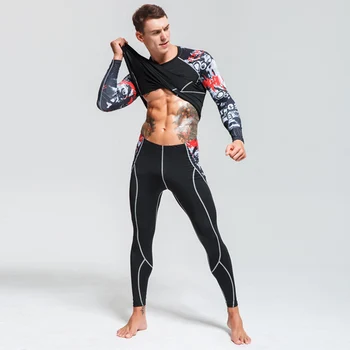 Męski i kobiecy strój sportowy t-shirt siłownia uciskowe legginsy crossfit biegowe stroje bielizna termoaktywna MMA Rashard kit S-4XL