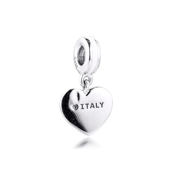 Nadaje się do Pandora charms bransoletki 925 srebro biżuteria Włochy serce flaga koraliki Darmowa wysyłka