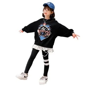 Nastolatek graffiti dzieci dziewczynka odzież bluza jesień zima temat strój sportowy t-shirt + legginsy spodnie 4 5 6 7 8 9 10 11 12 Rok