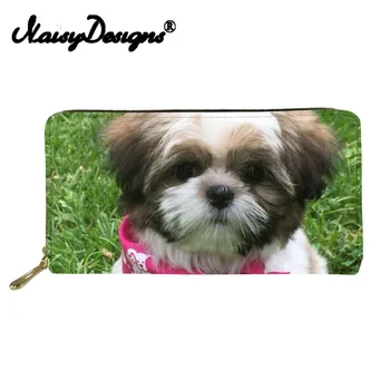 Noisydesigns Shih Tzu Dog Wzór Women Wallet Animal Long Clutch Zipper Wallet Dla Pani Dziewczyny Karta Kredytowa Uchwyt Monet Hasp Torby