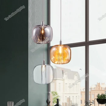 Nordic Amber Crystal Modern LED Pendants Lights Decor For Home Decoration Kuchnia Sypialnia Salon sufitowe kryte oprawy
