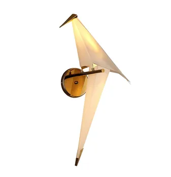 Nordic LED Bird Design Wall Lamp stolik lampa Creative Origami Paper Crane Wall Light for Loft sypialnia gabinet hol jadalnia