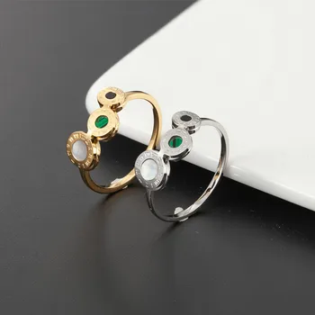 Nowa moda proste cyfry rzymskie малахитовое pierścień ze stali nierdzewnej różowe złoto kolor palec biżuteria pierścionki dla kobiet prezent dropshipping