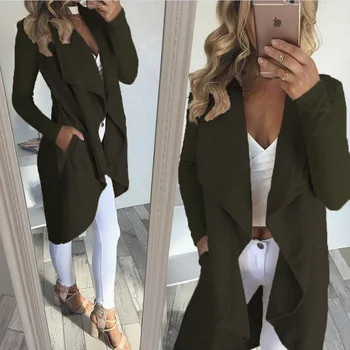 Nowe płaszcz kobiety 2020 moda jesień nieregularne jednolity kolor v neck długi sweter promocja dropshipping płaszcz OYM0539