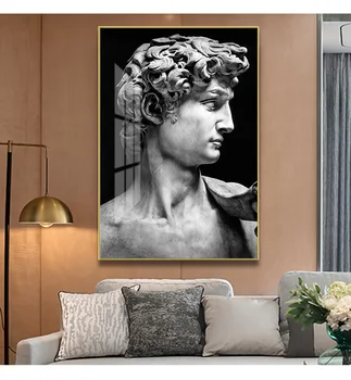 Nowoczesny czarno - biały David rzeźby ścienne płótno Malarstwo sztuka plakaty i reprodukcje obrazy do salonu wystrój domu