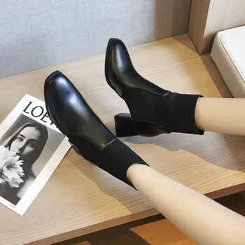 Nowość 2020 r wygodne damskie biurowe jesienne modne gładkie buty Damskie buty na wysokim obcasie damskie kostki