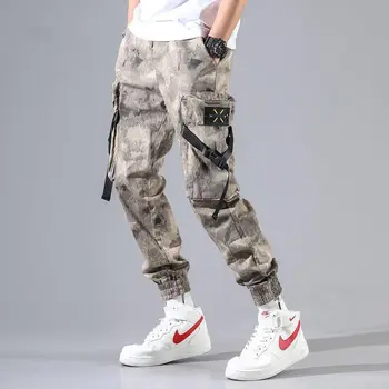 Nowy Harajuku Bawełna Multi-Kieszenie Styl Moda Spodnie-Cargo Mężczyźni Jesień Hip-Hop Ulica Casual Elastyczne Spodnie Moro