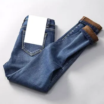 Nowy Przyjazd Kobiety Wysokiej Talii Ciepłe Spodnie Jeans Gruby Plusz Podszewka Wąskie Elastyczne Spodnie Jeansowe