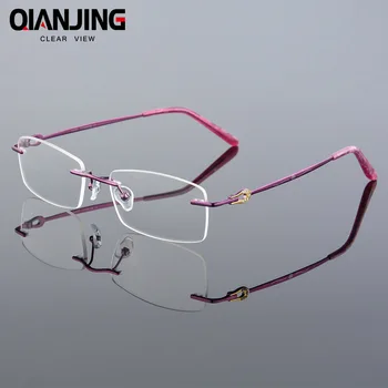 Nowy wysokiej jakości luksusowy Tytan biznes oprawki do okularów bez oprawek szerokie dużą twarz kobiety optyczna krótkowzroczność czytanie Armacao de oculos 616