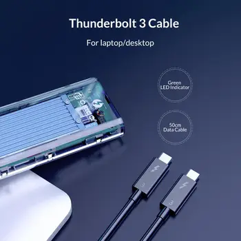 ORICO Thunderbolt 3 M. 2 NVME SSD Case 40Gbps USB C przezroczysta obudowa dysku twardego do 2 TB m2 obudowa z kablem Thunderbolt 3