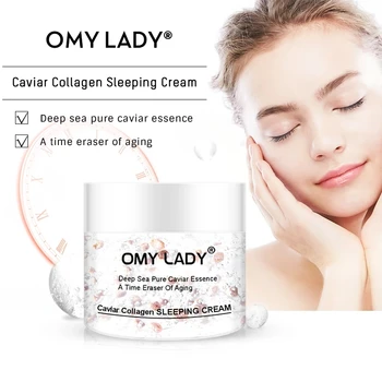 Omy LADY Caviar Collagen Sleeping Cream Nawilżający krem do pielęgnacji twarzy przeciw zmarszczkom z kryształowej żelowej maski do oczu 60 szt./30 par