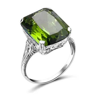 Oryginalny peridot pierścionek pasjans 925 srebrny pierścień dla kobiet obrączka srebro 925 kamienie biżuteria 2020 gorąca sprzedaż