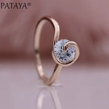 PATAYA New Fashion Jewelry Set 585 różowe złoto naturalny Cyrkon kolczyki kolczyki, pierścienie, zestawy romantyczny ślub kobiety niezwykły, szlachetny prezent