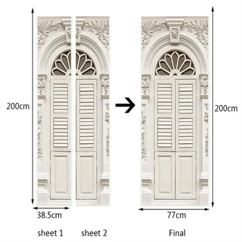 PVC samoprzylepne wodoodporne drzwi naklejka 3D stereo Białe ościeżnica Salon Sypialnia europejski styl luksusowy Wystrój Domu freski