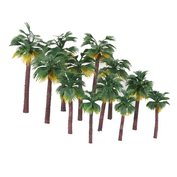 Pakiet 12 miniaturowych plastikowych palm bajkowy krajobraz ogród bonsai wystrój