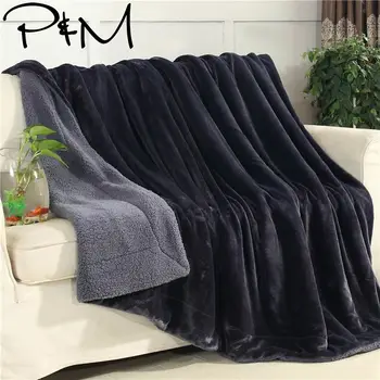 Papa&Mima Solid Deep Nordic Winter Thick Warm Cozy Blanket Throws Cover Sheet Thread Double-sided Kwacze