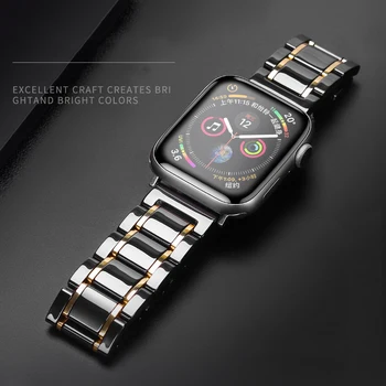 Pasek do Apple Watch Band 6 44mm 42mmm Ceramiczny w luksusowym stylu bransoletka motyl ze stali nierdzewnej mc series 5 se 3 4 38mm 40mm
