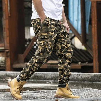 Plus Rozmiar Mężczyźni Boczne Kieszenie Cargo Spodnie 2019 Hip-Hop Casual Męskie Tatical Biegacze Spodnie Moda Casual Meble Odzież Spodnie