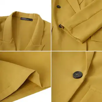 Plus rozmiar damskie blezery ZANZEA 2021 eleganckie jesienne dwurzędowy płaszcz z długim rękawem kurtki Damskie płaszcz na guziki S-5XL