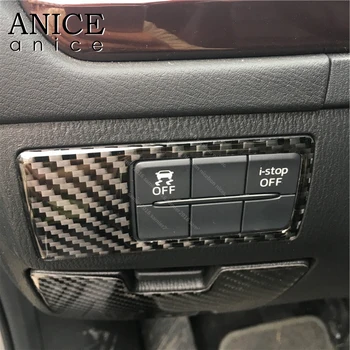 Prawdziwe włókno węglowe ESP LDW LDA i-stop przełącznik TCS ramka pokrywa wykończenie nadaje się do Mazda3 Mazda6 Mazda2 CX-5 CX-3, MX-5 CX5 CX3 MX5