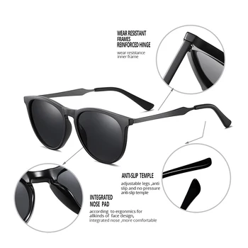 Pro Acme okrągłe okulary polaryzacyjne mężczyźni TR90 felgi czarne okulary odcienie dla kobiet okulary lunette de soleil femme PC1509