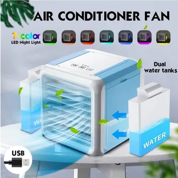 Przenośny klimatyzacja 7 kolorów światła klimatyzacja oczyszczacz nawilżacz powietrza USB Tenis wentylator chłodnicy powietrza z 2 zbiornikami wody w domu