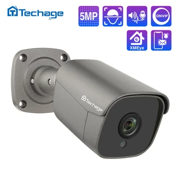 Przez techage H. 265 5MP FULL HD Security POE IP Camera dwukierunkowe audio AI Camera IR-CUT zewnętrzne monitoring dla systemu ONVIF NVR