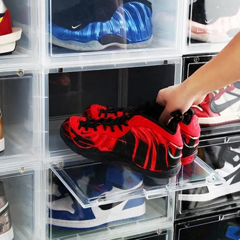 Przezroczyste pudełko po butach do przechowywania obuwia pola pogrubione przeciwpyłowa buty organizator skrzynia może być stosowane połączone szafka na buty