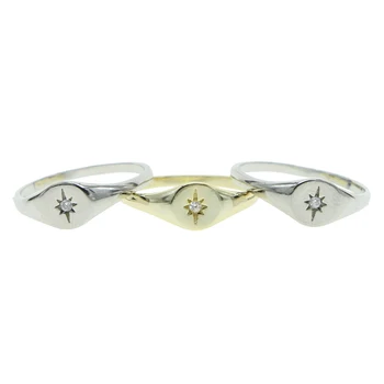 Północna gwiazda Złoty pierścień moda damska kostki palców pierścionki biżuteria bagietki Femme girl oświadczenie pinky pierścień biżuteria 2020