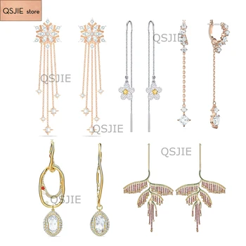 QSJIE highquality 2020 new swa, fashion jewelry color crystal pomponem leaf długie kolczyki kolczyki Kolczyk kobiet biżuteria