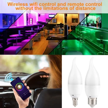 RGBC Smart Wifi LED light bulb,E14/E26/E27/B22/E12, 6W WiFi magic Dimmable Lamp jest kompatybilny z Amazon Alexa Echo Google home,