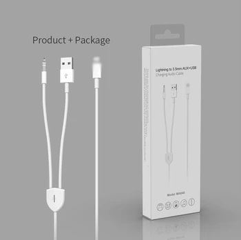 Reilim AUX Audio Cable To 3.5 mm Speaker Cable For iphone 7 8 X XS MAX XR Car Headphone Headset Converter 2 in 1 Audio Wire