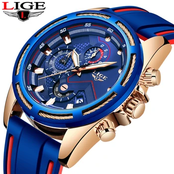 Relojes Hombre 2019 LIGE męskie zegarki nowe silikonowe wojskowo-sportowe zegarki Męskie wodoodporny zegarek Kwarcowy zegarek Montre Homme