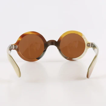 Retro okrągły szylkret kolor napalone okulary polaryzacyjne okulary ręcznie nity zdobione jelita ogółu napalone optycznej oprawce okularów
