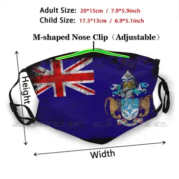 Rocznika Tristan da Cunha flaga Maska materiał zmywalny filtr DIY Pm2.5 dorosłych dzieci Redmaplefty klon Czerwony pięćdziesiąt krajów, narodów