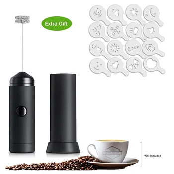 Ręczny spieniacz mleka z modelem druku kawy 16pcs potężny elektryczny spieniacz ubijak do kawy cappuccino сливочник ubijacz do jaj