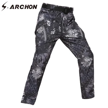 S. ARCHON IX9 zima miękka powłoka taktyczne spodnie mężczyźni kamuflaż wodoodporny ciepły wojskowe spodnie dużo kieszeni wojskowe spodnie-cargo osób