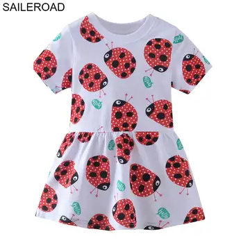 SAILEROAD 2-7Years Baby Girl topy koszulki sukienki bawełna kreskówka biedronka słodkie dzieci dzieci dziewczyny spodenki odzież