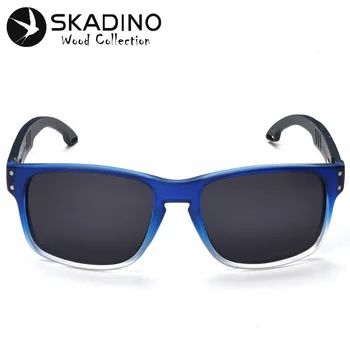 SKADINO Buk drewniane okulary przeciwsłoneczne UV400 okulary polaryzacyjne drewniane okulary dla kobiet niebieskie soczewki ręcznie mody marki Cool