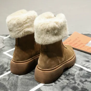 SWONCO zamek z przodu rakiety śnieżne damskie, odzież futra ciepłe buty 2019 zimowe Damskie czarne trampki Casaul Martin buty ze skóry naturalnej