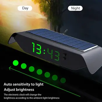 Samochodowe zegar słoneczny termometr świecące automatyczna regulacja jasności precyzyjne zegarek elektroniczny monitor temperatury