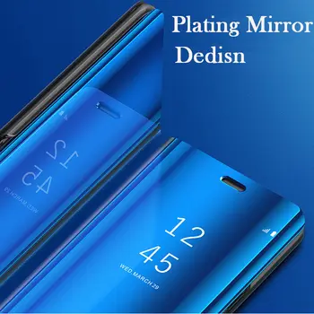 Samsung Galaxy Note 8 S7 S6 edge S8 S9 Plus A5 A7 A8 2018 J3 J5 J7 2017 Luxury Flip Stand Clear View Smart Mirror Phone Case