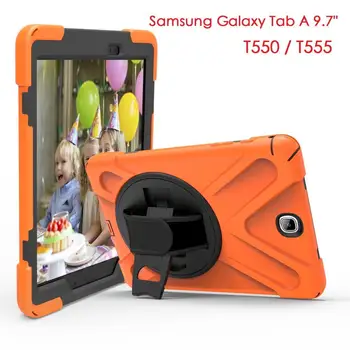 Samsung Samsung Galaxy Tab A 9.7 SM-T550 T555 Armor Case Hybrid Hand Strap 360 Rotation Stand Cover for Samsung T550 T555 Case