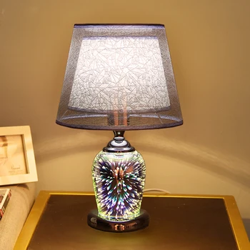 SeeingDays 3D fajerwerki szkło, kamień lampy stołowe do sypialni led lampy stołowe złoty i srebrny wystrój domu w górę i w dół, oświetlenie
