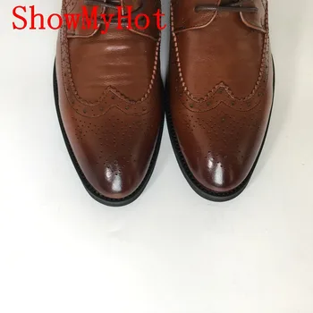 ShowMyHot skóra naturalna buty są ręcznie mężczyźni rocznika rzeźbione klapki оксфорды mężczyźni sukienka buty firmy buty ślubne plus 38-48