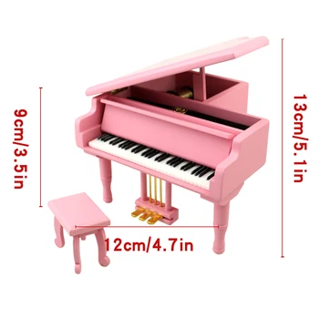 Sinzyo Wooden Grand Phantom Piano Shaped Box Music With Small Stolec Creative birthday Gift For Christmas/Valentine ' s day