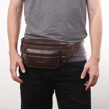 Skóra Naturalna Hip Boom Pas Biodrowy Pakiet Torba Sling Bag Moda Wysokiej Jakości Mężczyźni Casual Skóra Naturalna Pierś Talii Torby