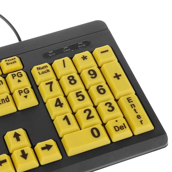 Spadek Hurtownia USB klawiatura przewodowa duży czarny List drukowania żółty przycisk klawiatura dla osób starszych i niedowidzących