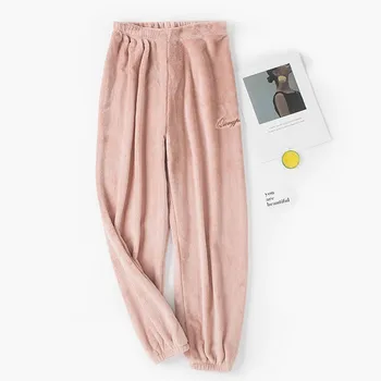Spodnie od piżamy Sleep-Bottoms Flanelowe zimowe miękkie damskie ciepłe zimowe piżamy Damskie rafy aksamitne spodnie od piżamy